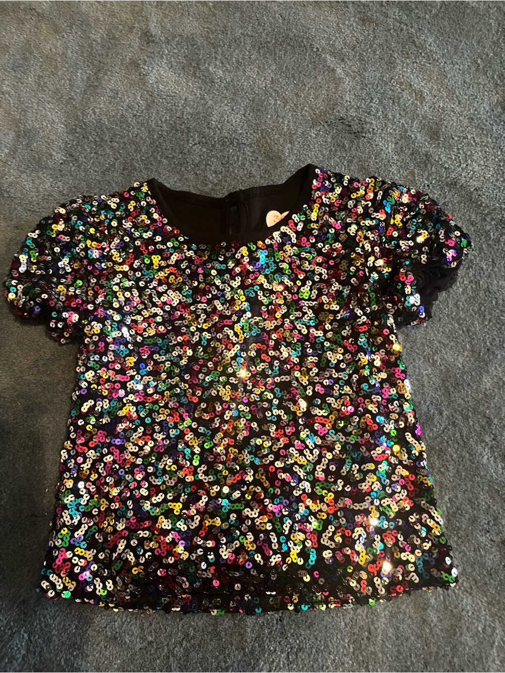 Garanimals Black Multicolor Sequin Short Sleeve Top